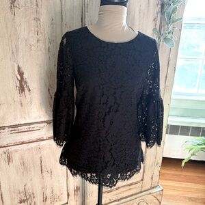 Sail to Sable Lace top with bell sleeves. Black.Size xsmall. Feminine.NWT